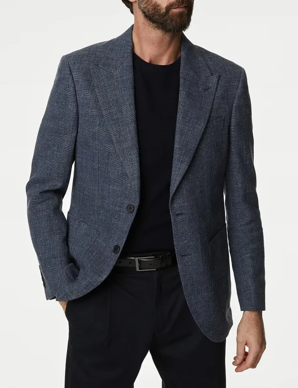 Linen Blend Textured Blazer